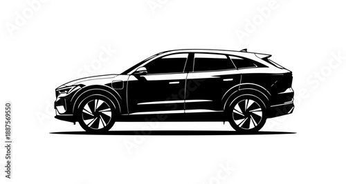 Modern Electric SUV Side View Illustration