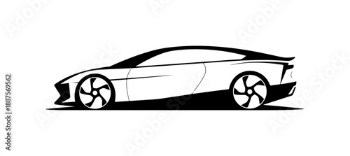 Stylized Sports Car with Turbine Wheels