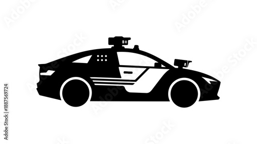 Dynamic Police Car Silhouette Vector Illustration