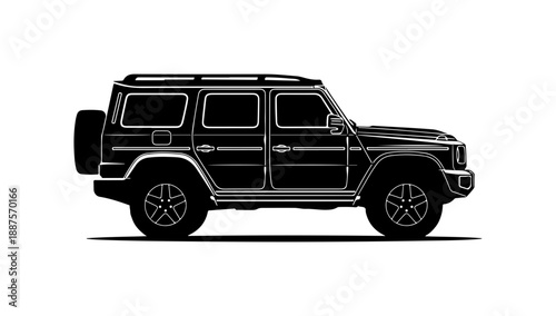 Black SUV with Roof Rack and Spare Tire