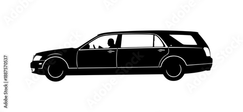 Black Limousine Side View Illustration