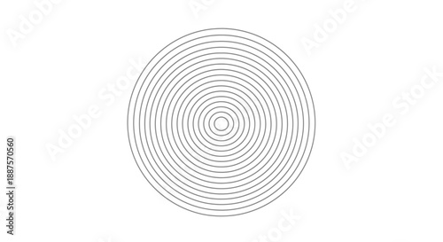 Abstract geometric pattern of black concentric circles on a perfectly isolated white background