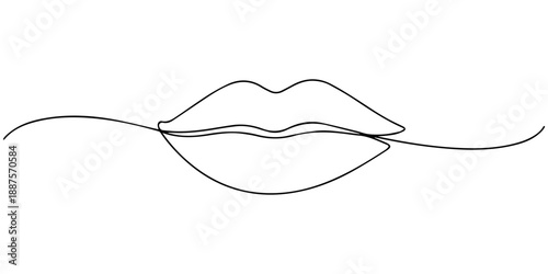 Minimalist one line lip icon continuous line drawing vector illustration, Minimalist one line lip icon continuous line drawing vector illustration, Lips outline icon continuous one line drawing