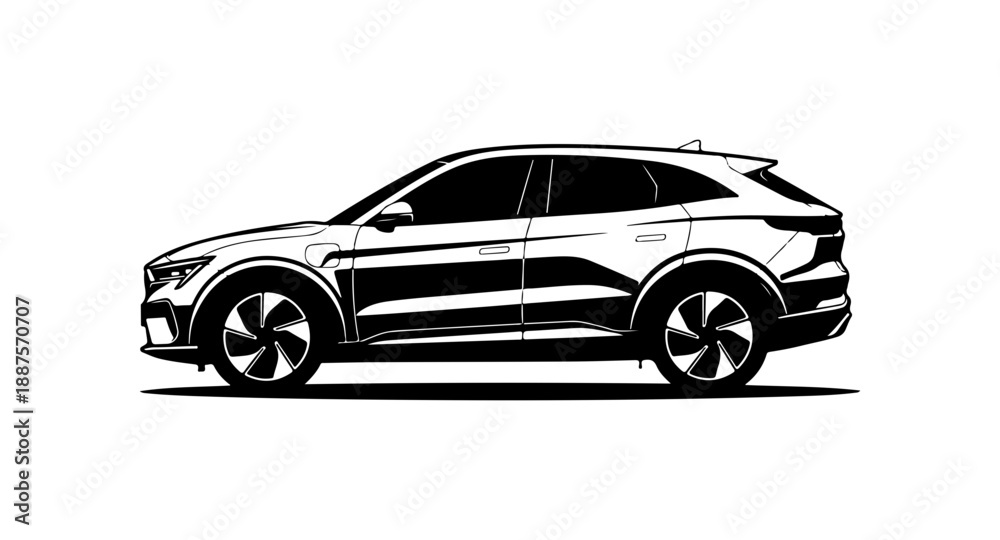 Fototapeta premium Modern Electric SUV Side View Illustration