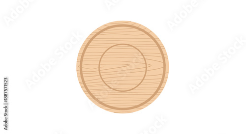 Wooden coaster with circular water ring design isolated on a white background, showcasing natural grain and smooth texture