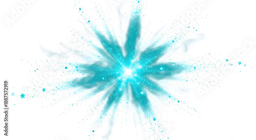 Teal Explosion Burst Energy light glow design with sparkling particles and magical aura effect