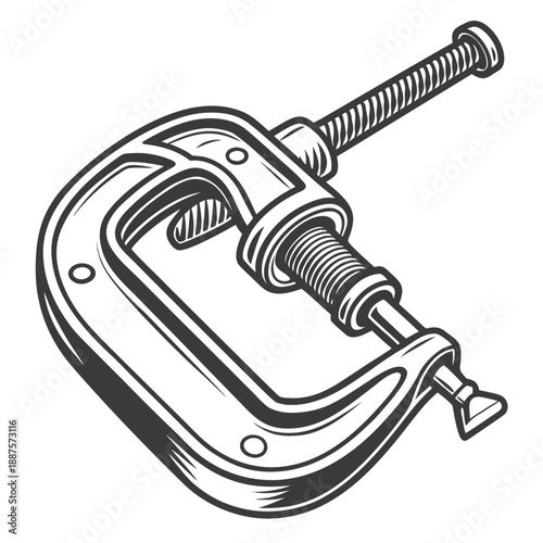 Obraz na płótnie Vintage c-clamp illustration