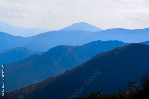 Distant blue mountain ridges in the Baberton-Makhonjwa mountains
