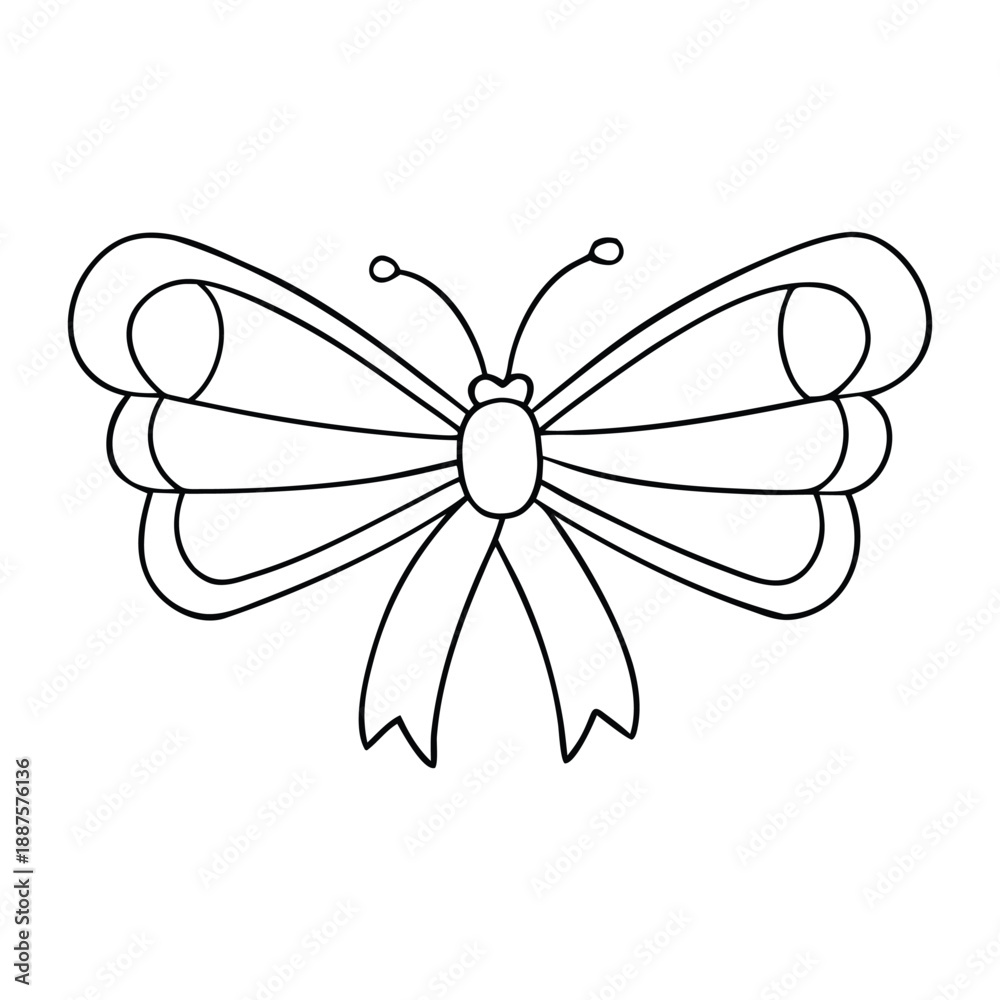 Fototapeta premium Delicate butterfly ribbon with flowing loops and winged charm, blending soft colors and graceful motion to add a whimsical, airy accent to gifts, crafts, and decor. 