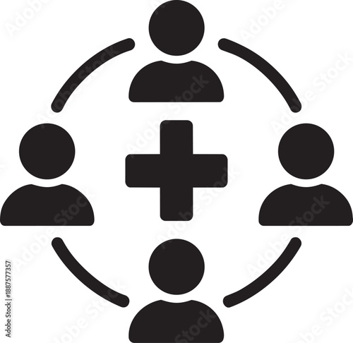 Community health network connection public line icon vector