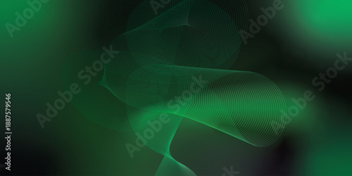 Abstract green background with flowing light lines and wave patterns creating a modern digital texture and energetic abstract design