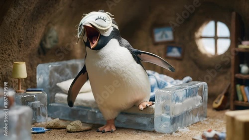 Adorable Penguin's Morning Wake-Up Routine