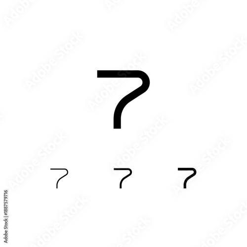 Number 7, digital numeral seven, including set of four different cyber numbers, thin, regular, medium, vector illustration 10EPS