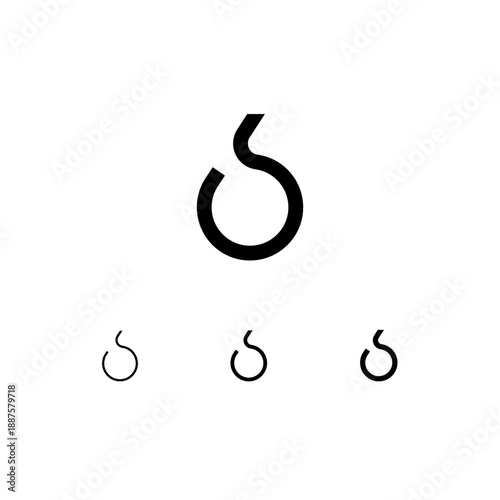 Number 6, digital numeral six, including set of four different cyber numbers, thin, regular, medium, vector illustration 10EPS