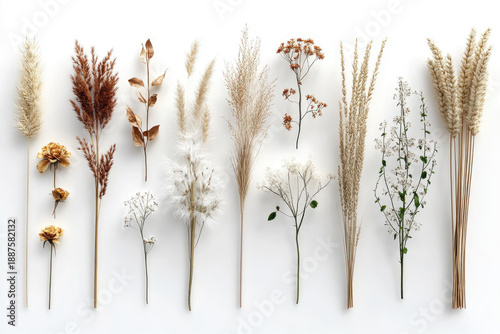 Hyper-Realistic Botanical Composition Featuring Autumnal Grasses