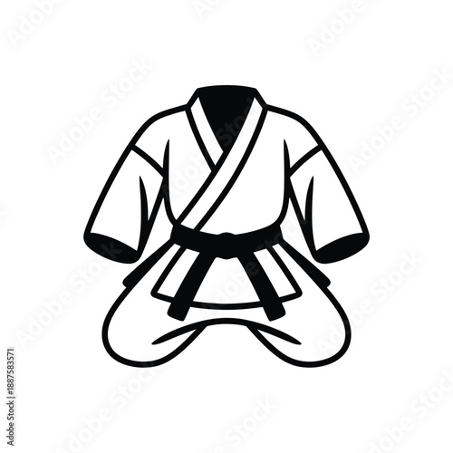 Martial arts uniform with black belt