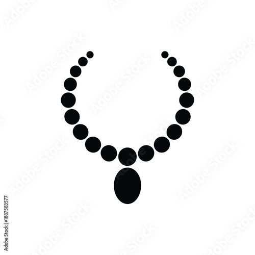 Simple necklace illustration with dots and oval pendant
