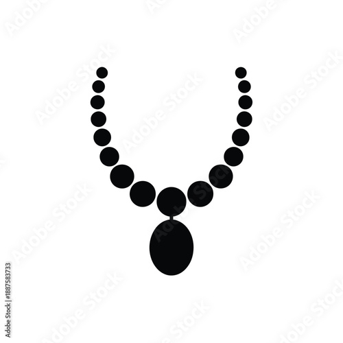 Simple black necklace with pendant on white background