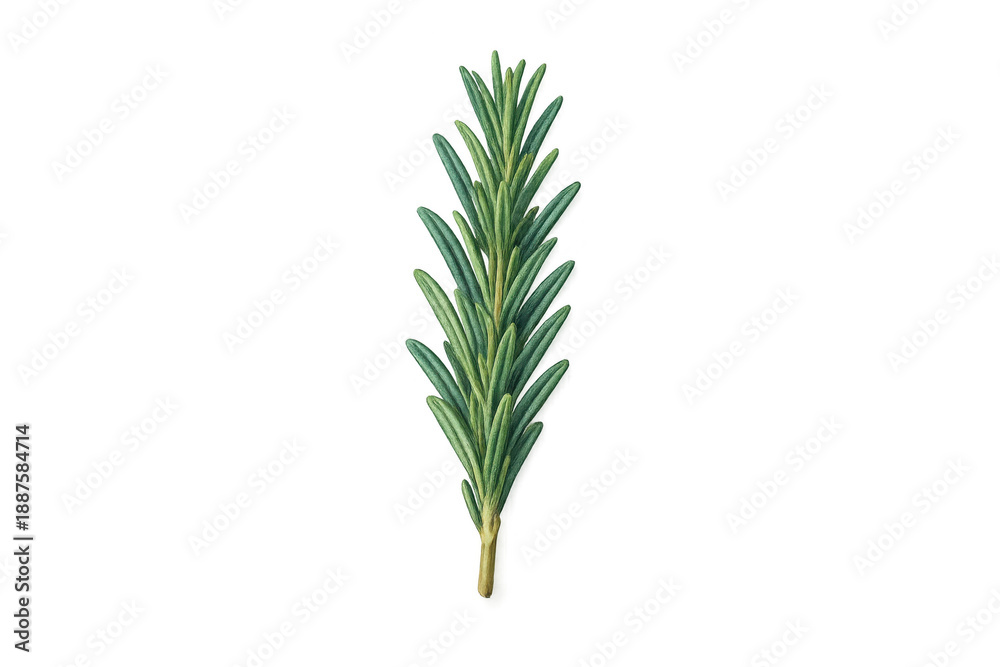 Obraz premium Fresh rosemary sprig with green needles, a culinary herb and aromatic spice for cooking and flavoring food, transparent background