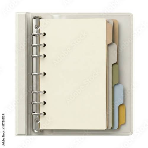 Konstfotografi Open white ring binder planner with dividers