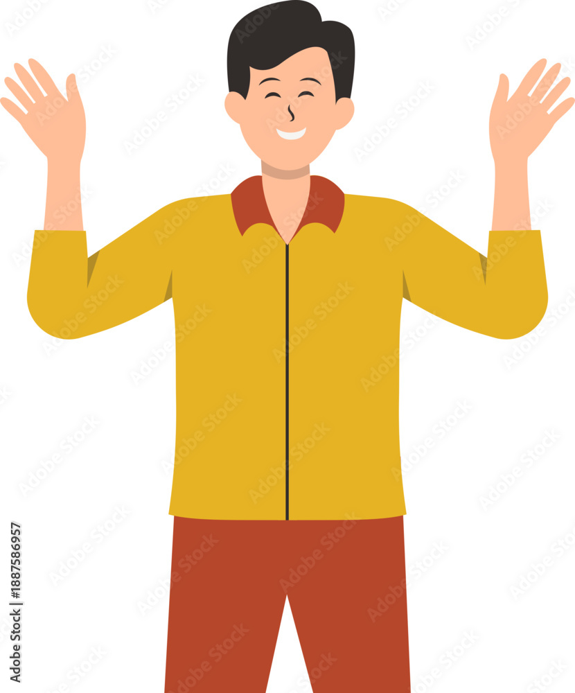 Fototapeta premium People Waving Cartoon Illustration. Isolated on White Background. Vector Character.