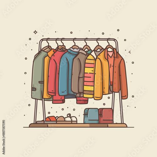 Colorful rack of stylish garments on display