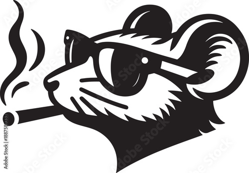 Cool Mouse with Sunglasses Smoking Cigar Vector Illustration