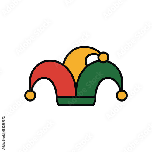Colorful jester hat illustration on white background