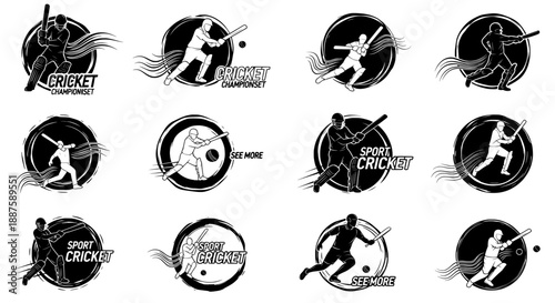 Cricket sport logo set