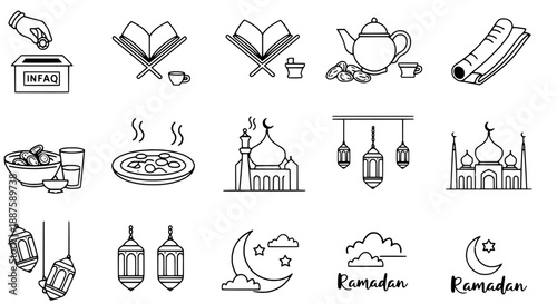 Ramadan icons set