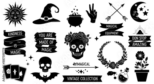 Magic bohemian mystical symbol collection