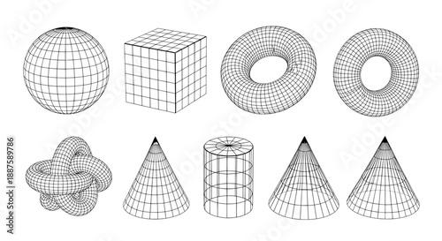 Wireframe geometric shapes