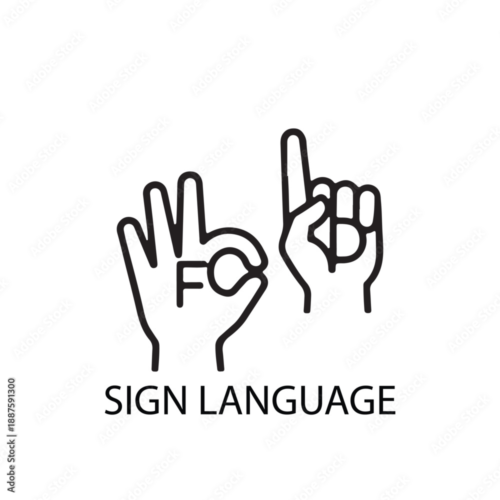 Fototapeta premium Sign Language Hand Gestures Icon Visual Communication and Accessibility Symbol
