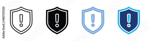 Shield icon set multiple style collection