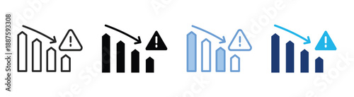 Recession icon set multiple style collection