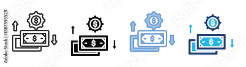 Financial icon set multiple style collection