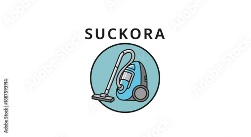 Blue Vacuum Cleaner Icon Graphic Illustration.