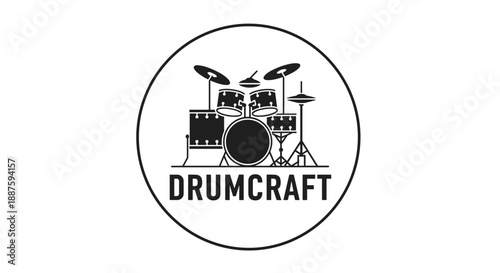 Drumcraft Logo with Drum Set Illustration.