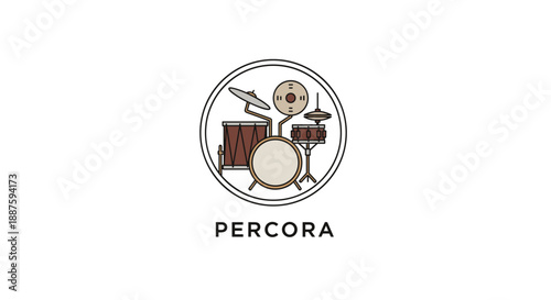 Drummer Character Logo Design Illustration.