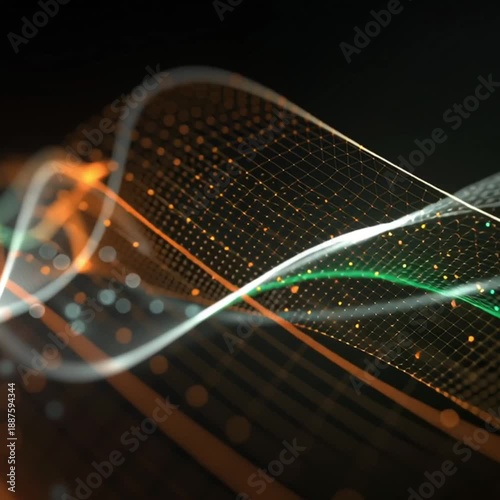 Wallpaper Mural Abstract flowing digital waves with glowing particles. Torontodigital.ca