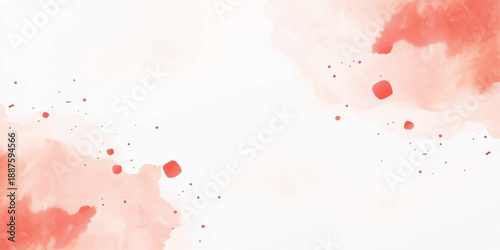 Abstract watercolor background featuring red paint splashes and ink splatters in a grunge heart pattern with liquid blood textures and artistic design drops on paper