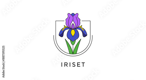 Purple and Blue Iris Flower Logo Design.