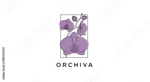 Purple Orchid Flowers Illustration Design Element.
