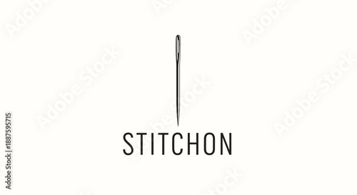 Sewing Needle with Stitchon Text Closeup.