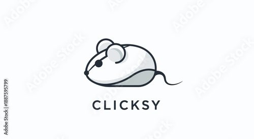 Simple Black Line Drawing of Mouse.