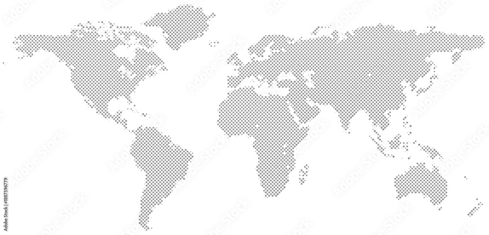Obraz premium World map illustration gray dotted continents on white background