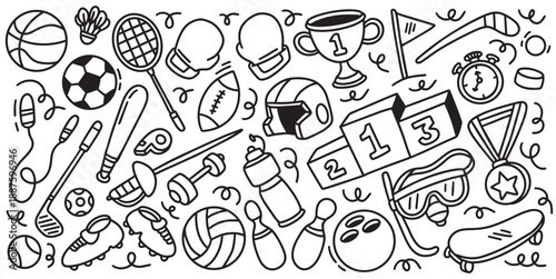 Hand drawn sport element doodle vector illustration