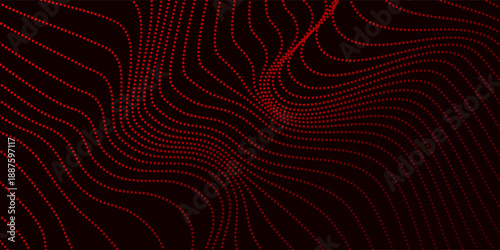 Abstract red circle dots wave pattern on black design modern technology background vector illustration art concept