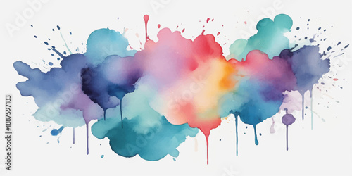 Colorful abstract watercolor background with splashes