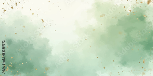 Abstract grunge watercolor background with textured paper, vintage paint splashes, and soft green and yellow tones